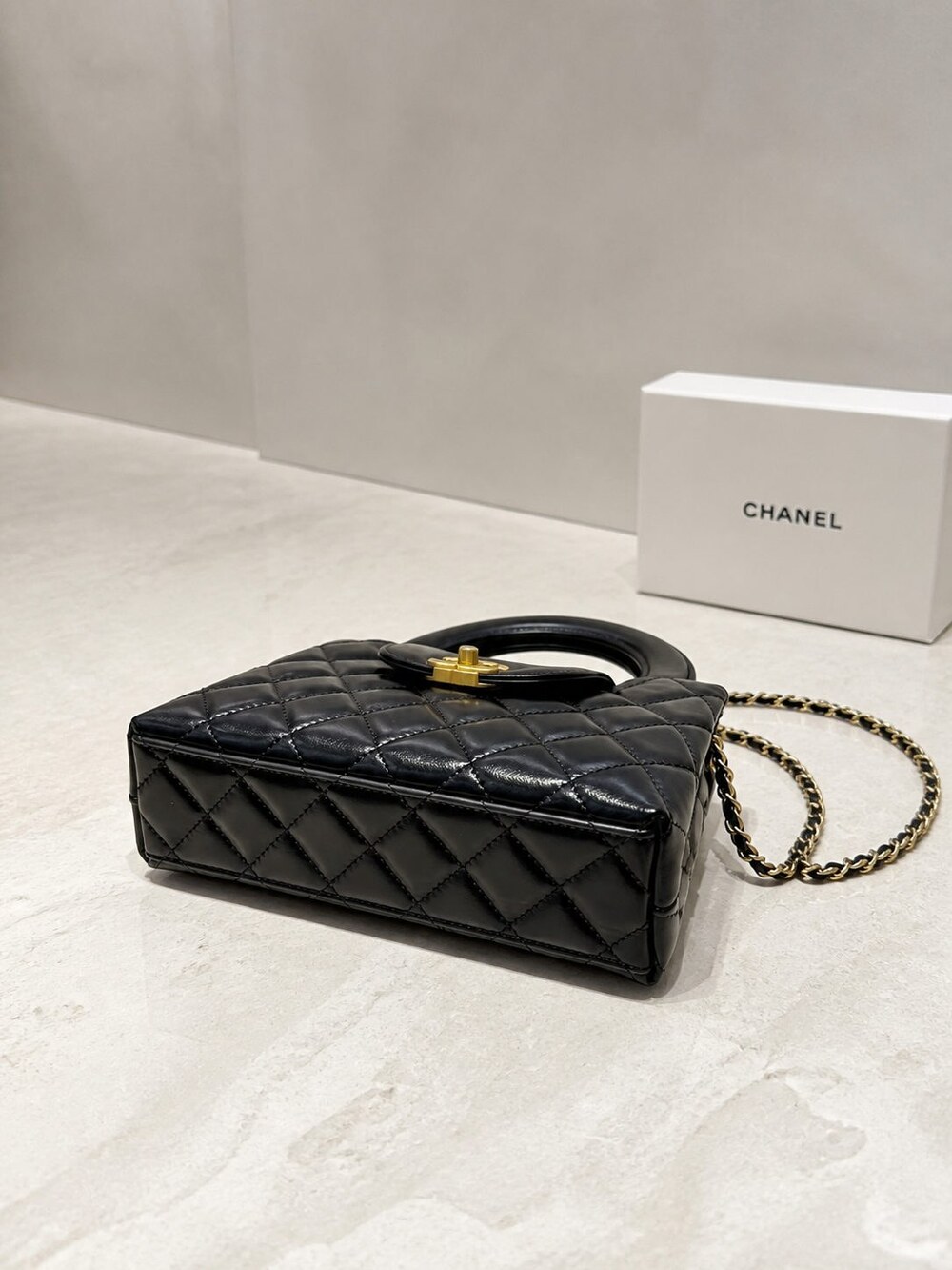 Chanel Mini Classic Black Quilted Lambskin Top Handle Handbag - Picture 4 of 9